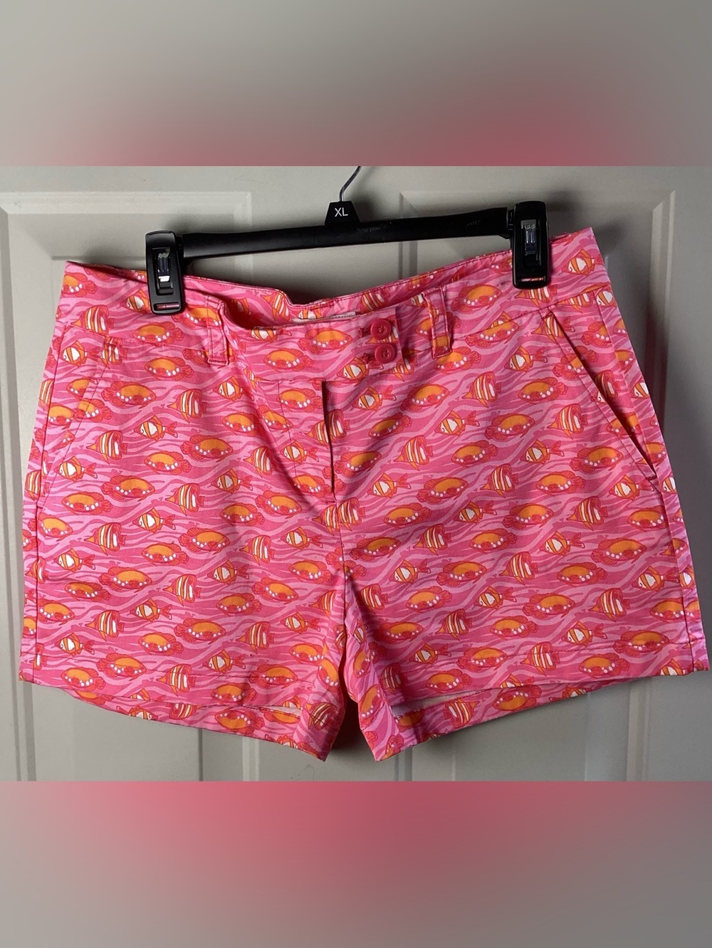 Vineyard Vines Pink & Orange Fish-Print Bermuda Shorts
